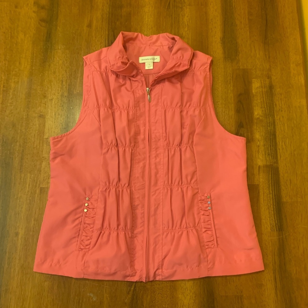 Christopher & Banks Vest Medium Pink with Stand-Up Collar zip up lightweight